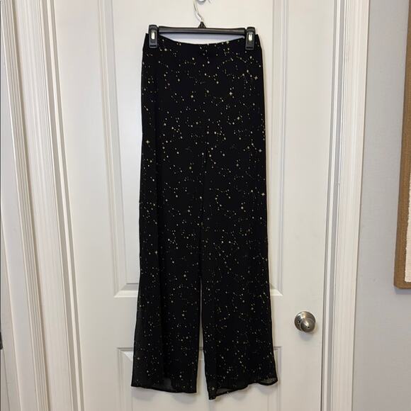 Sadie & Sage Pants - Sadie & Sage Black Wide Leg Pants with Gold Accents